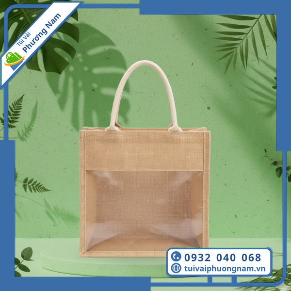 Túi Vải Linen Phối Nhựa Trong Suốt